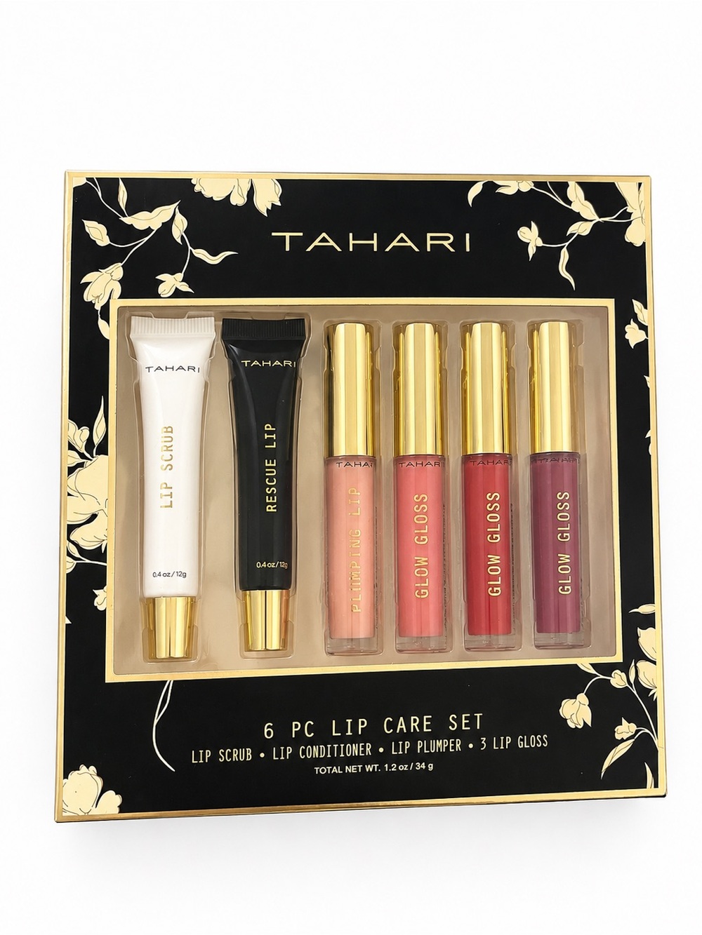 Tahari 6-Piece Lip Care Set - Lip Scrub Lip Conditioner Plumper & 3 Lip Gloss